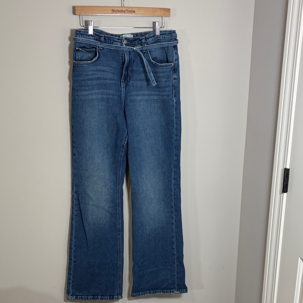 Free People We the Free Sabine Slim A Line Jeans HIBERNATE Blue straight leg 31 - Picture 4 of 14